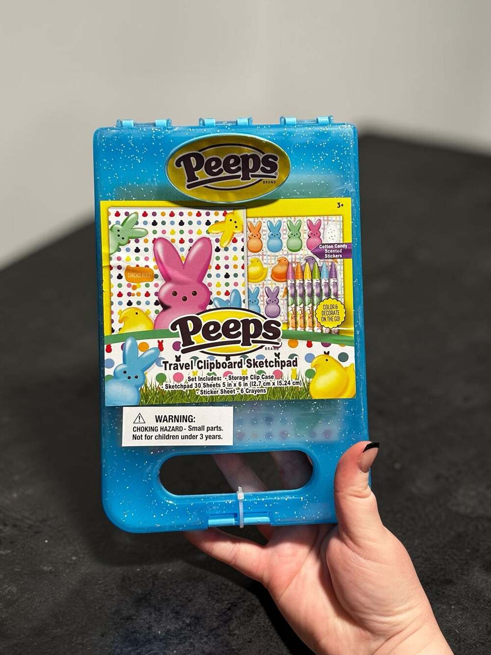 Peeps Travel Clipboard Sketchpad Storage Case, stickers & Crayons